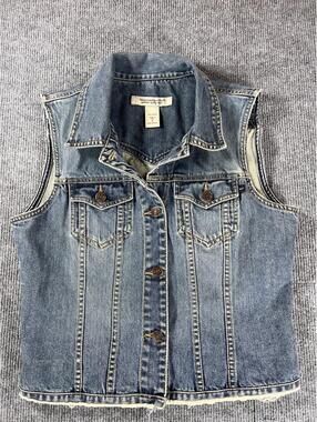 Abercrombie Denim Vest Y2K Sleeveless Jean Jacket Medium